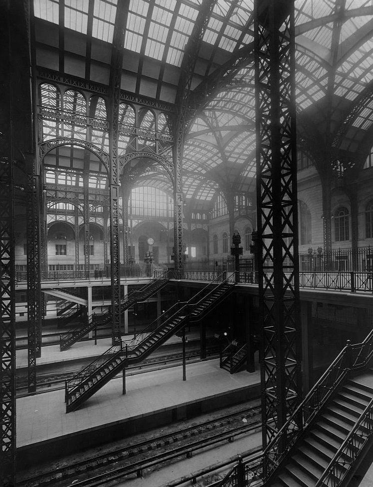 A view of the inside architecture of Pennsylvania Station designed by McKim, Mead and White, 1911