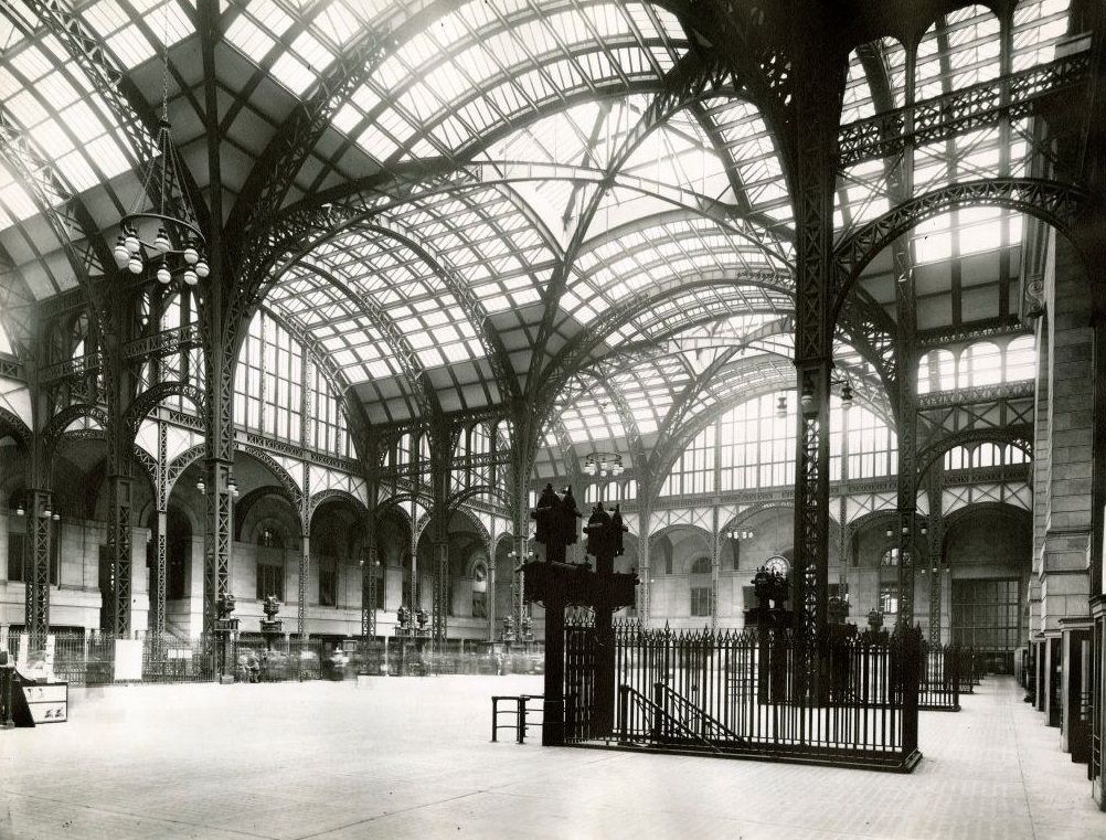 Interior view of the train concourse at Pennsylvania Station (McKim, Mead, and White, architects), 1910