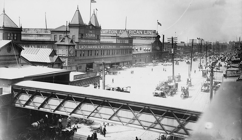 West Street Looking North from Cortlandt Street, 1900s