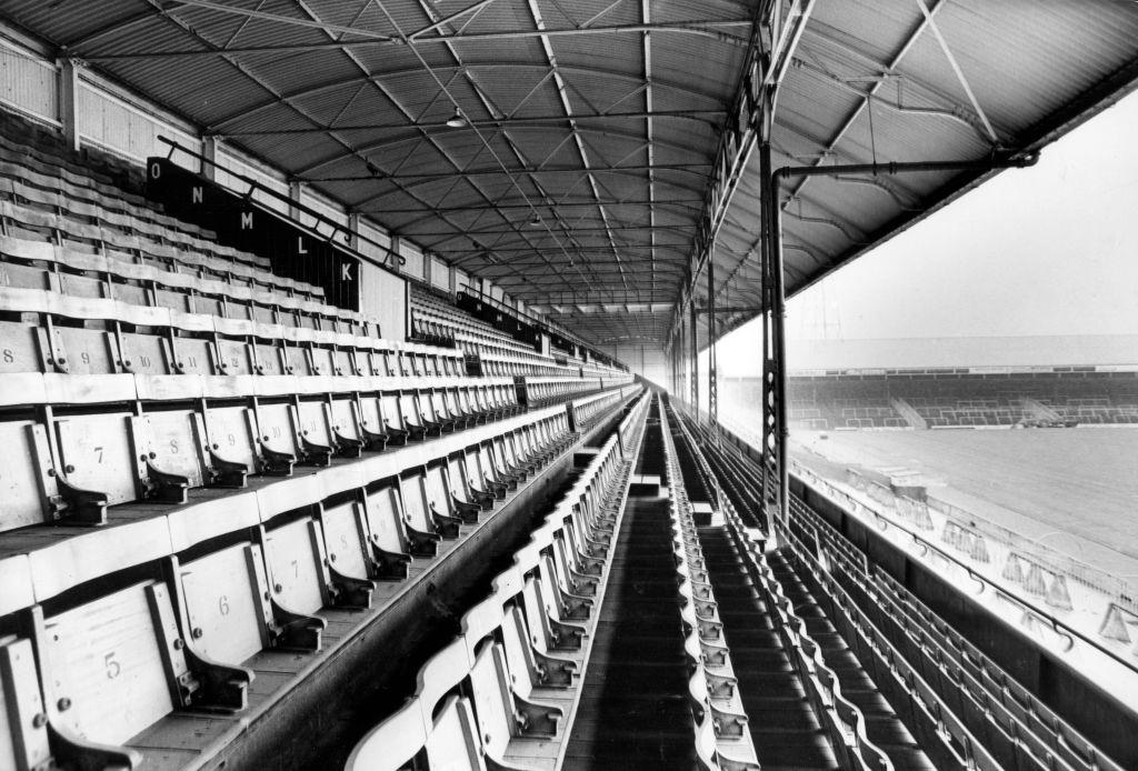 St James' Park football stadium in Newcastle upon Tyne, the home of Newcastle United FC, An interior view of the West Stand, 1976