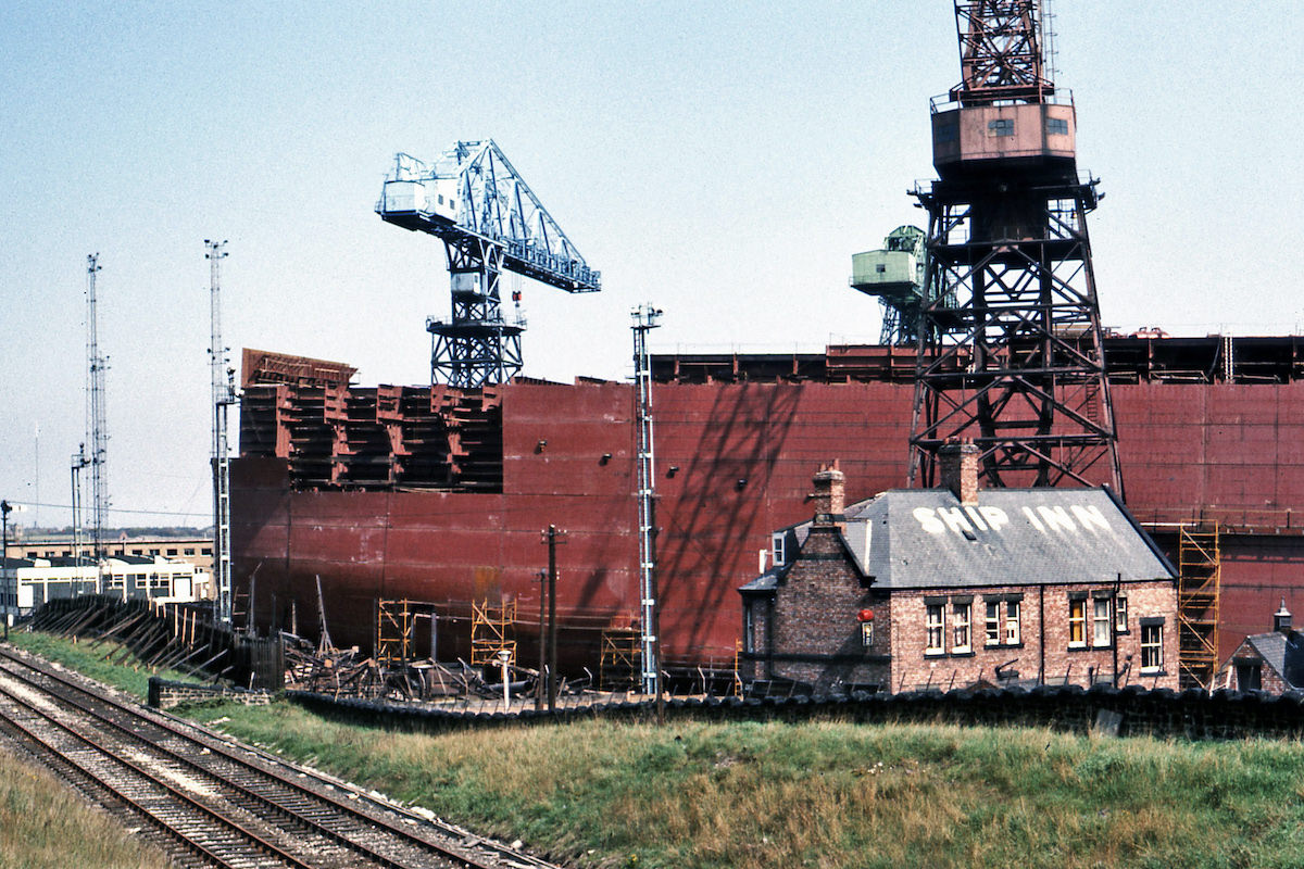 The ‘Tyne Pride’ being built at Swan Hunter’s yard in Wallsend in 1975 – it was launched on 6th October