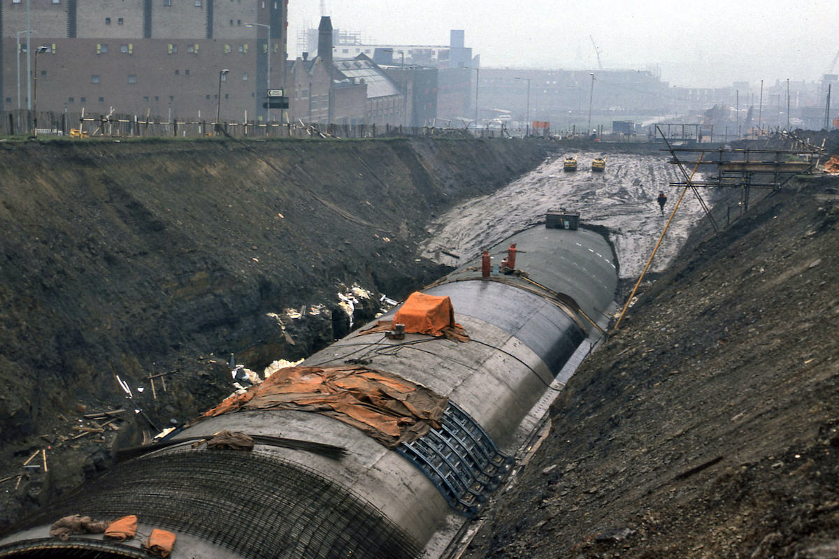 Massive construction work for the Tyne & Wear Metro in 1977 – building the tunnel for the line through Byker