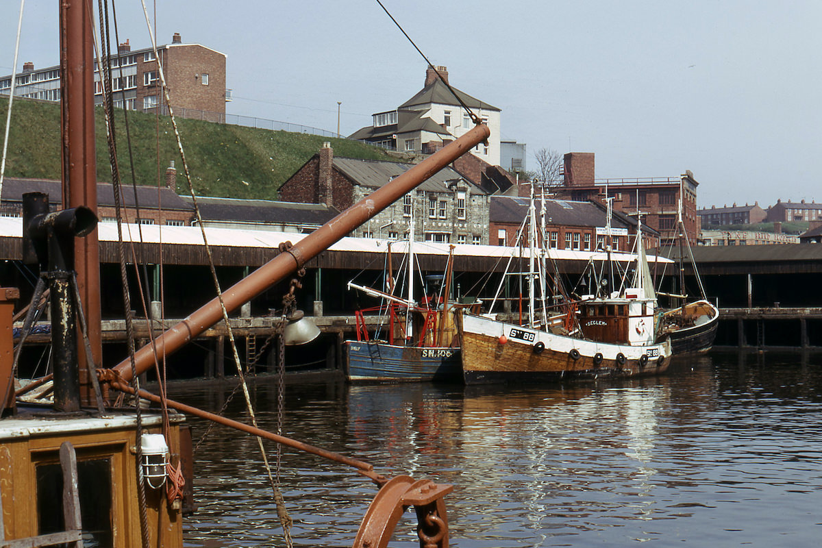 Fishing boats at North Shields fish quay in 1975