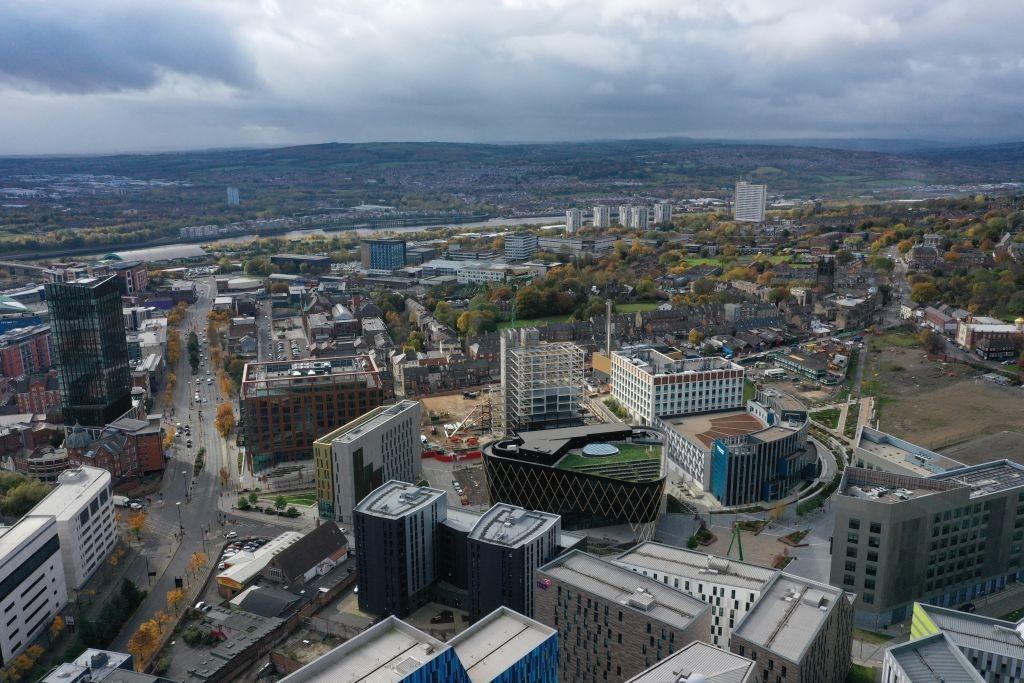 An aerial view of Newcastle upon Tyne, 1970s