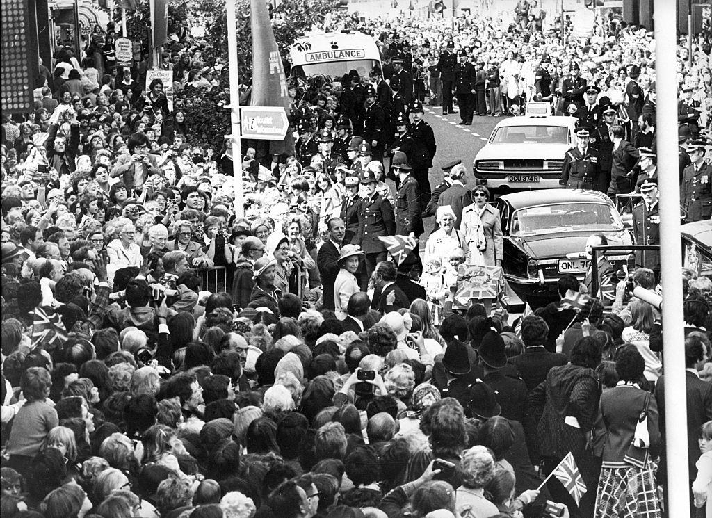Queen Elizabeth II and Prince Philip on the North East Leg of The Jubilee Tour 1977 to celebrate the Silver Jubilee.
