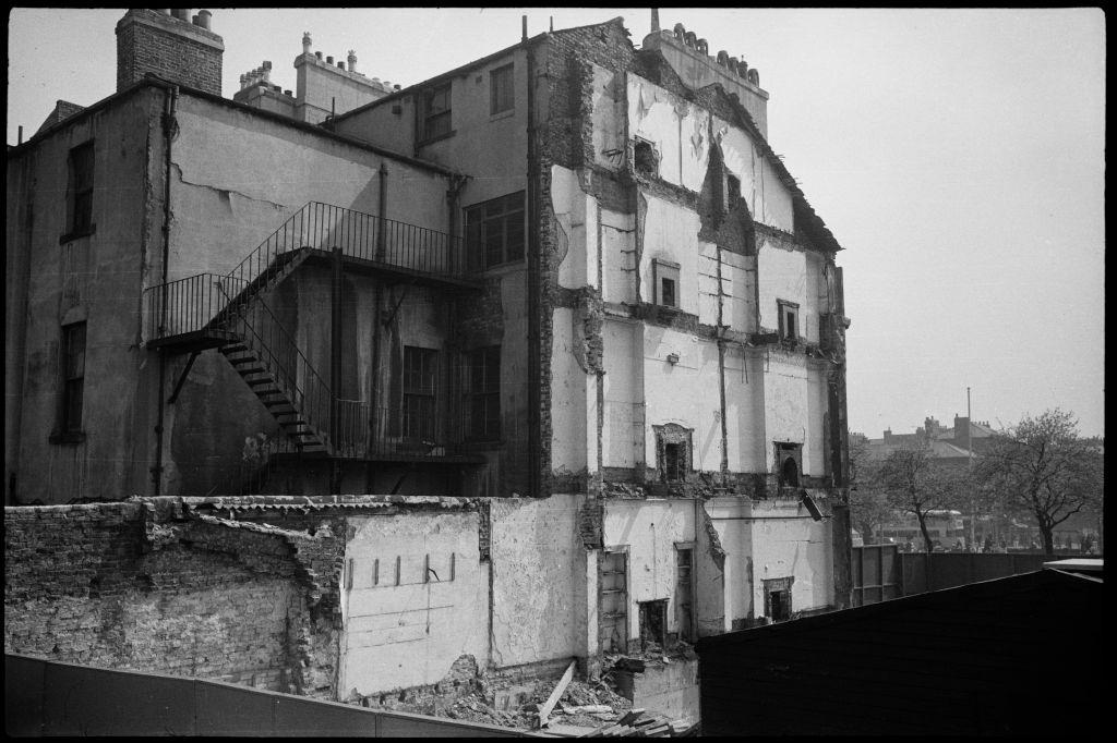 Houses undergoing demolition, Eldon Square, Newcastle upon Tyne, 1973.