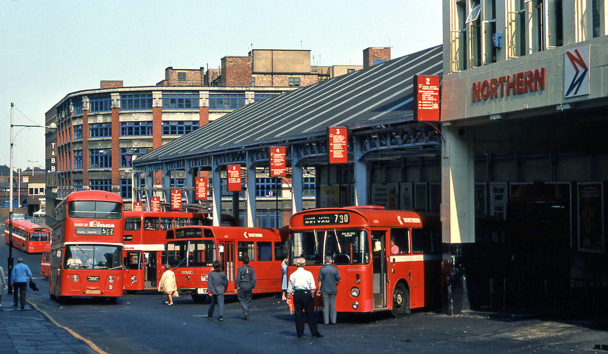 A nice lineup of Northern buses at Worswick Street bus station in 1976