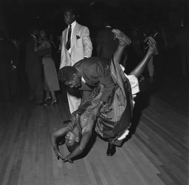 Couple swing dancing, 1947.