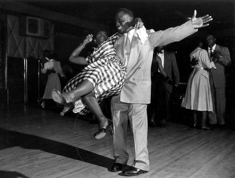 Couple swing dancing, 1947.