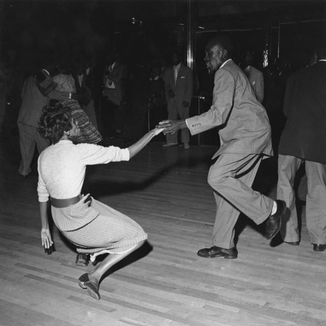 Couple swing dancing, 1947.