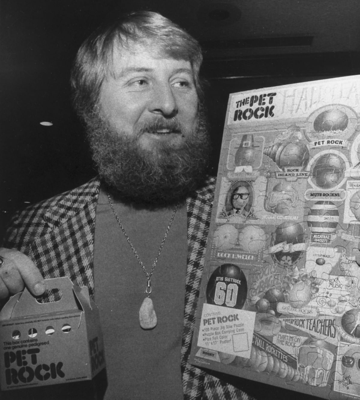 Gary Dahl in 1975 with the Pet Rock.