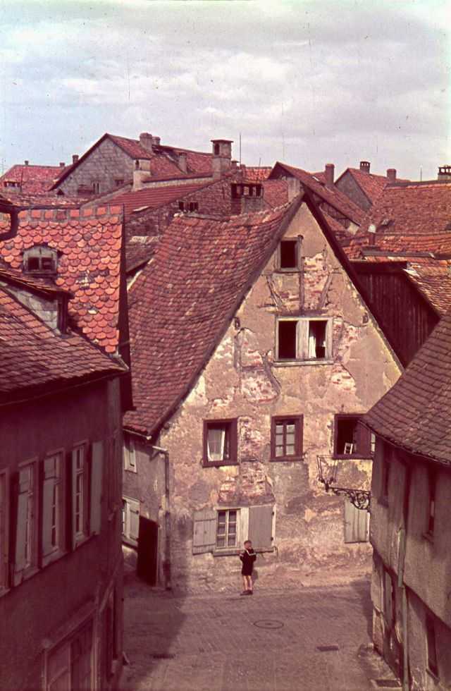 Medieval houses near Bad Nauheim, Kurhaus, summer 1947
