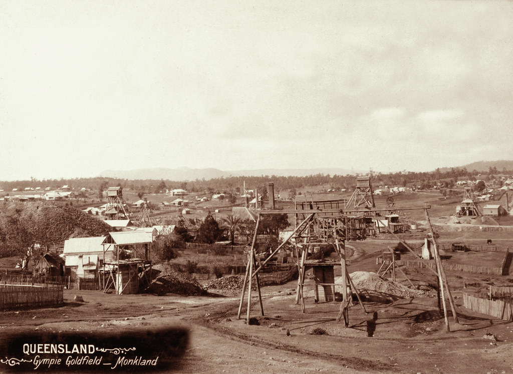 Monkland mine and surroundings, Gympie Goldfield, 1897