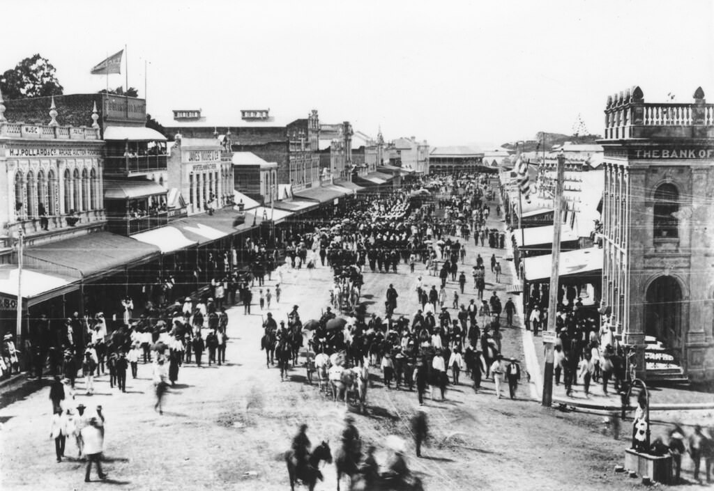 Procession in Flinders Street, Townsville, 1888