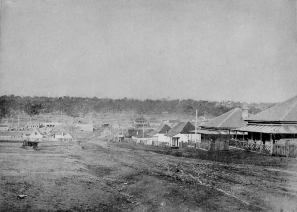 Toowoomba at the time of the opening of the railway from Ipswich, 1865
