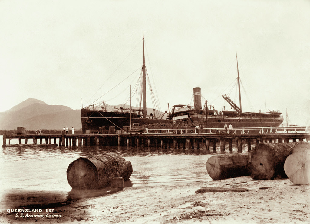 SS Aramac at the wharf, Cairns, 1897