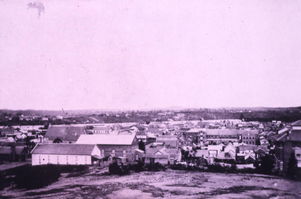 View North Brisbane to Kangaroo Point, 1862