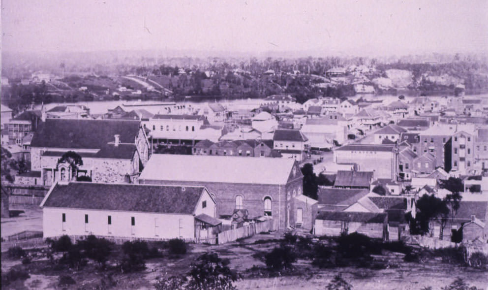 View Wickham Terrace to Kangaroo Point, 1870