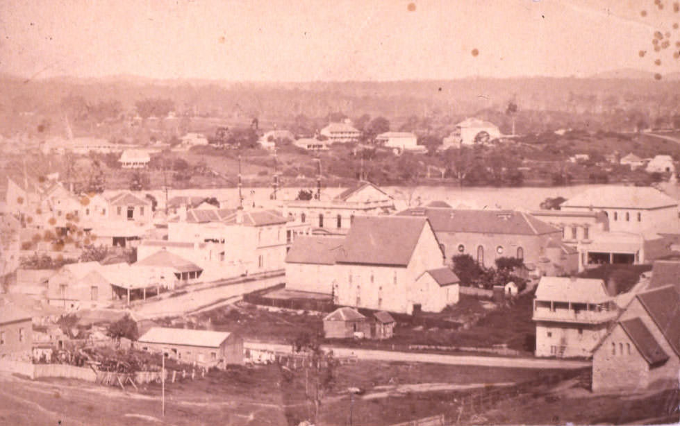 View from North Brisbane to Kangaroo Point, 1872