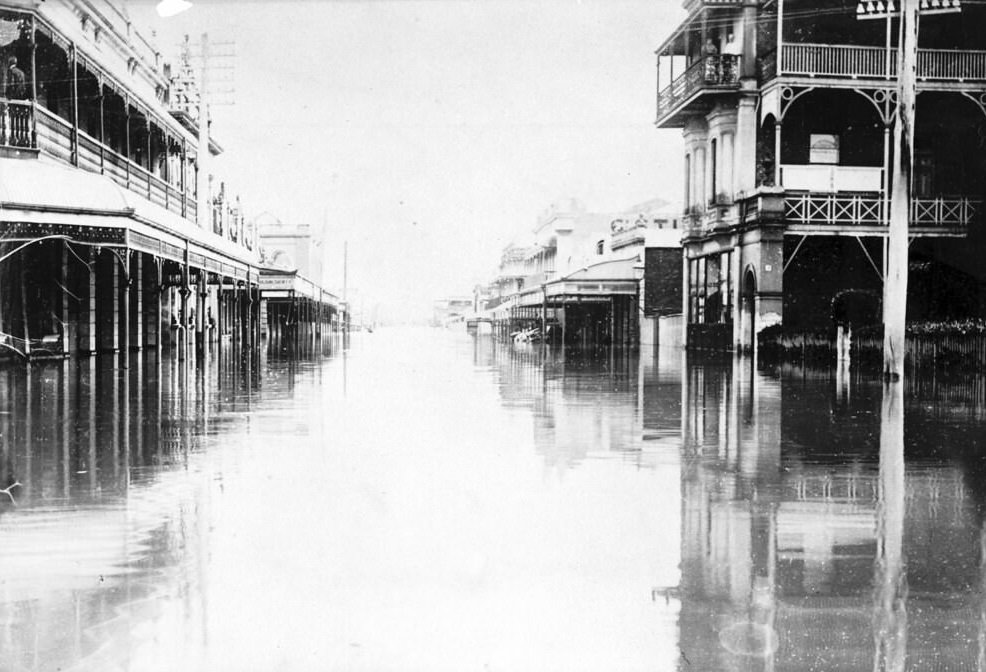 Flooded Margaret Street, Brisbane, February 1893