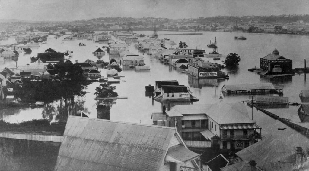 View of South Brisbane during the flood of 1893