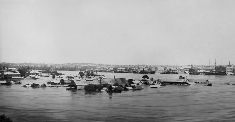 Panorama of flooded Brisbane