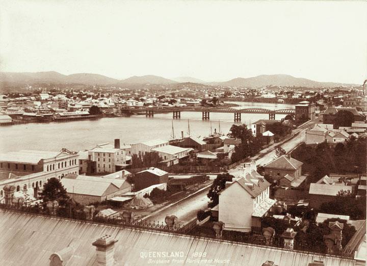 Brisbane from Parliament House towards Victoria Bridge, 1898