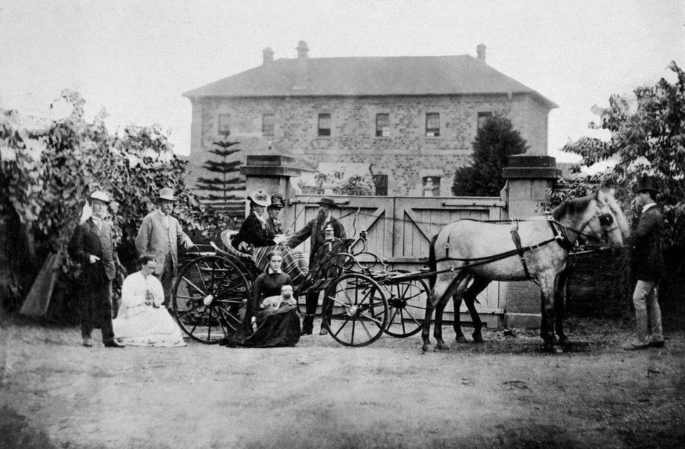 Archer Household outside Brisbane military barracks, 1870