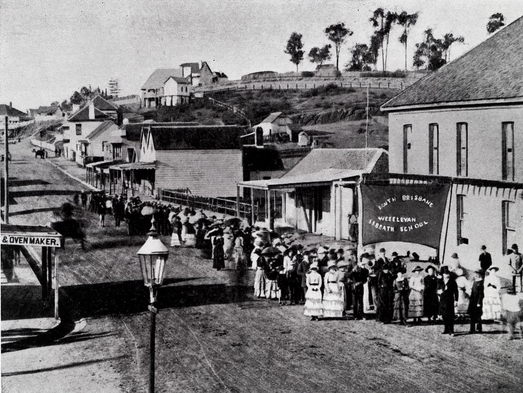 Sunday School Procession in Stanley St, Brisbane. 24 May 1887