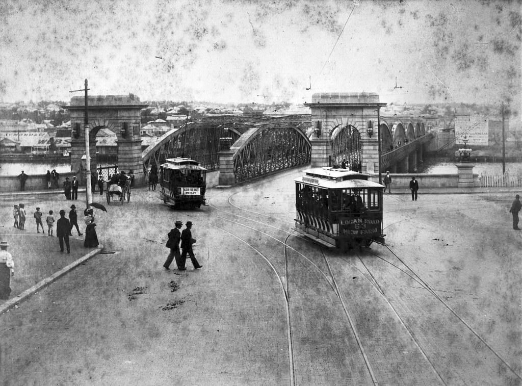 Trams at North Quay, Brisbane, 1898