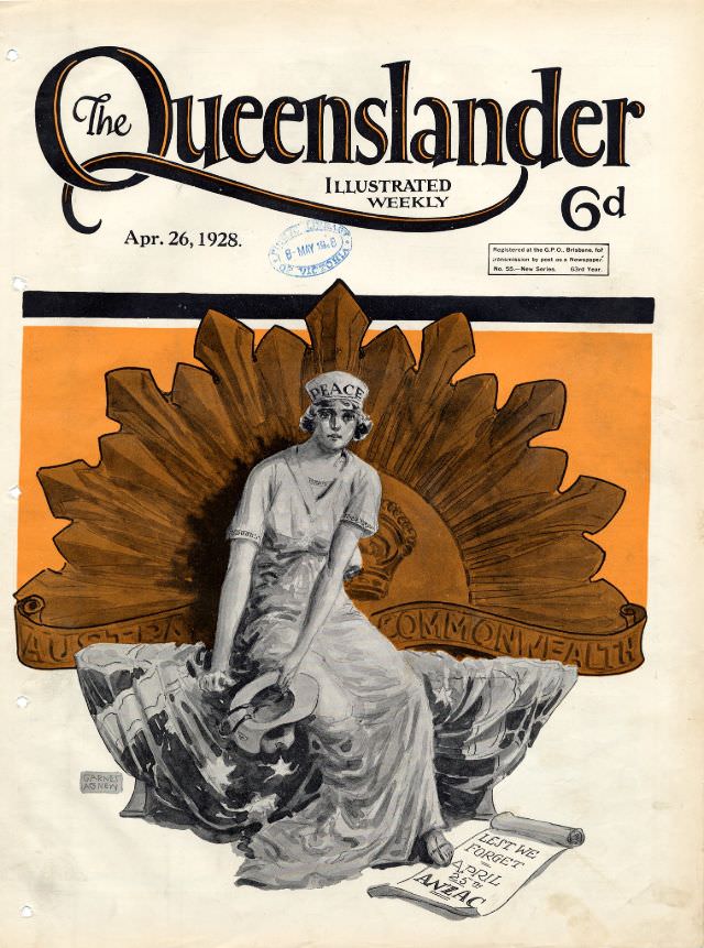 Illustrated front cover from The Queenslander April 26 1928