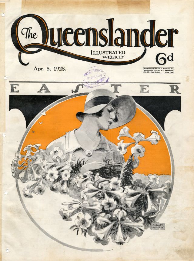 Illustrated front cover from The Queenslander, April 5, 1928