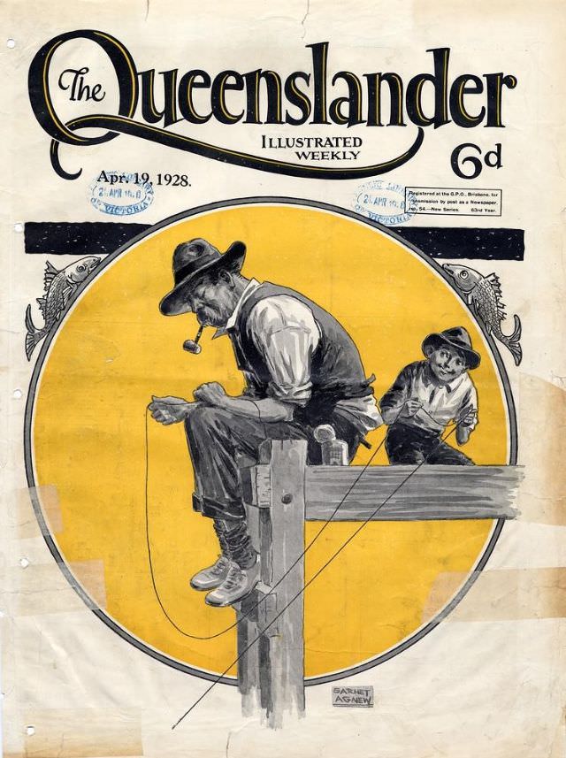 Illustrated front cover from The Queenslander, April 19, 1928