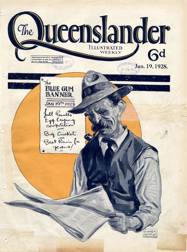 Illustrated front cover from The Queenslander, January 12, 1928
