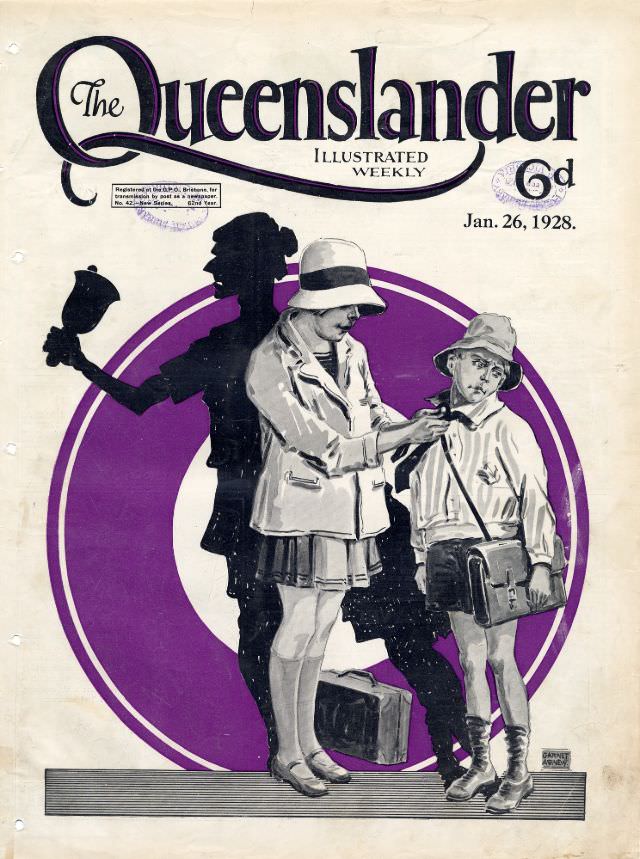 Illustrated front cover from The Queenslander, January 26, 1928