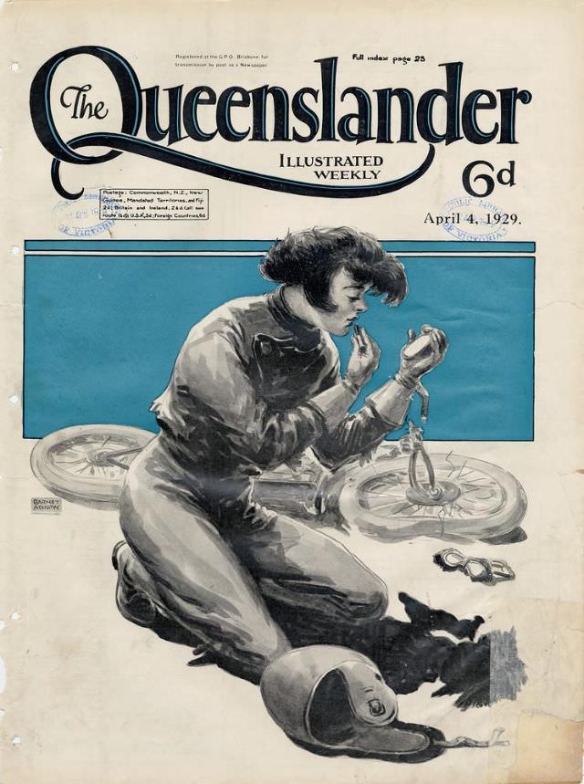 Illustrated front cover from The Queenslander, April 4, 1929