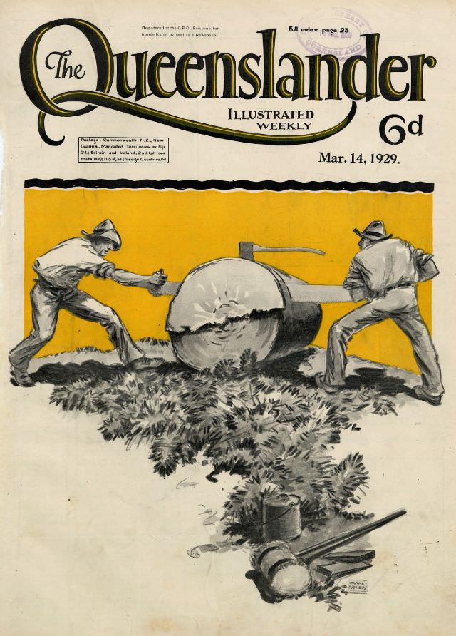 Illustrated front cover from The Queenslander, March 14, 1929