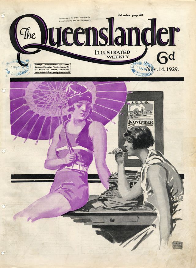 Illustrated front cover from The Queenslander, November 14, 1929