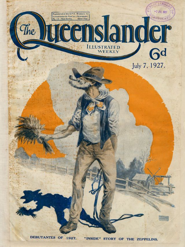 Illustrated front cover from The Queenslander, July 7, 1927