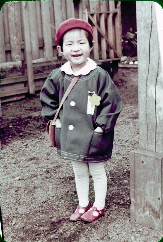 Cute girl with a red beret and cool fashion