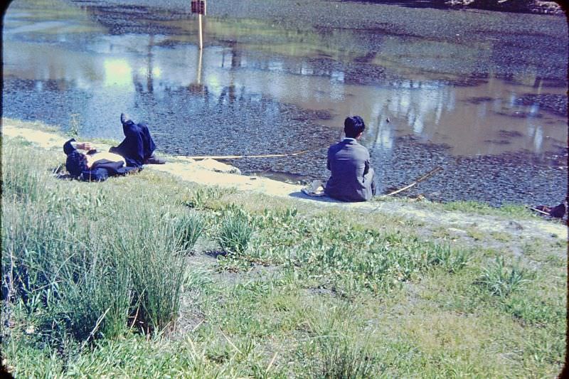 Fukuoka. Boys fishing, 1950