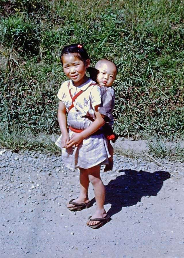 Countryside child care, Japan, 1950