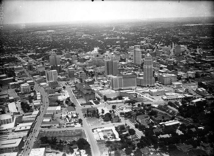 Aerial view, looking northeast, of downtown San Antonio, June 1930