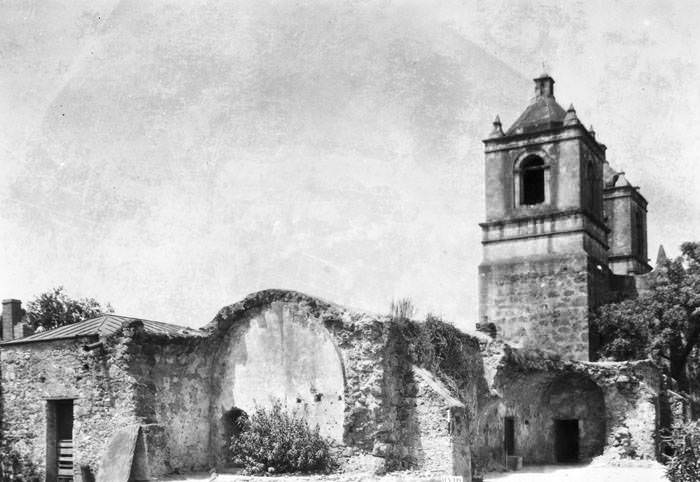 Southeast elevation of convent, Mission Concepcion, San Antonio, 1936