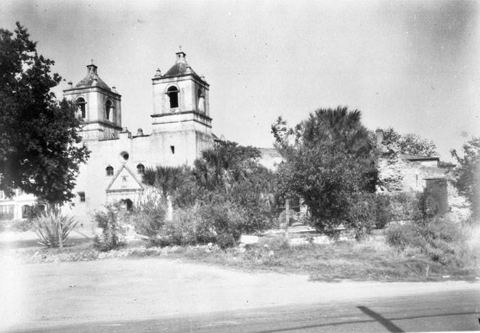 West (front) elevation of church and convento, Mission Concepcion, San Antonio, 1936