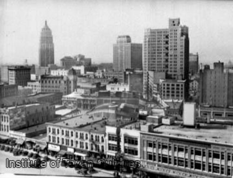 Buildings on west side of Alamo Plaza, San Antonio, 1936