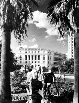 Federal Building and Post Office as seen from garden on Alamo Plaza, San Antonio, 1937