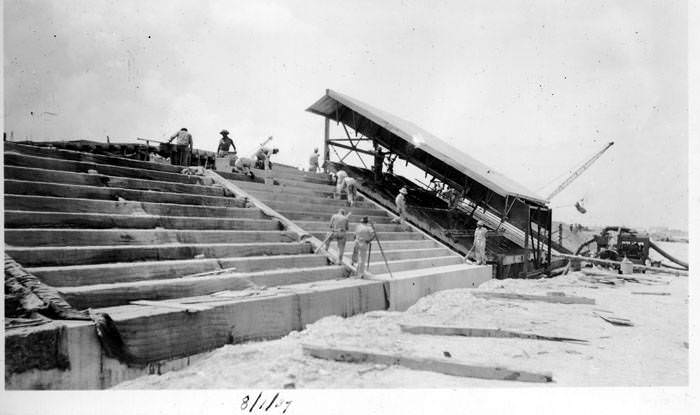 Seawall construction, Corpus Christi, August 1, 1939