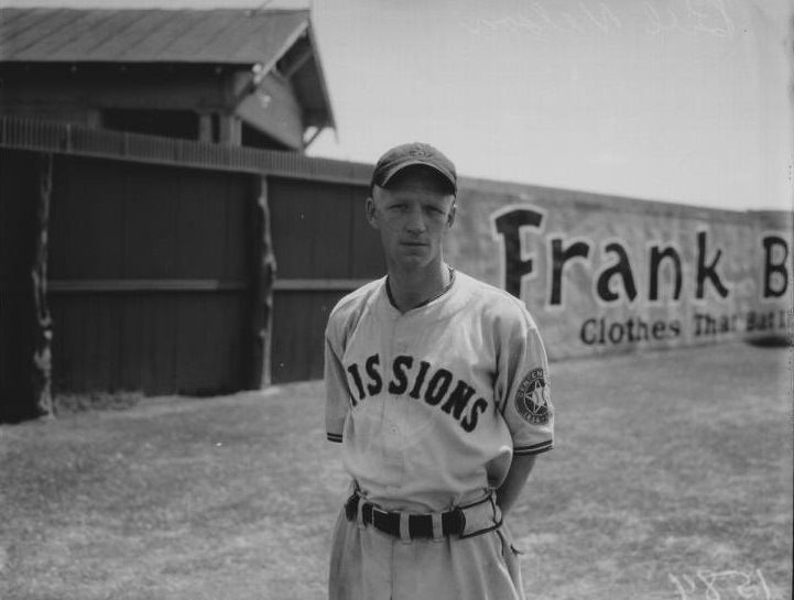 Portrait of Bill Nelson, a baseball player for the San Antonio Missions, 1937
