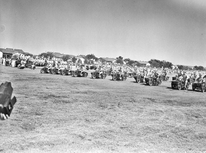 2nd Division motorcycle squads on review, 1939